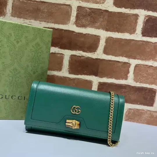 First bag ru bamboo with chain Gucci wallet Diana 0528